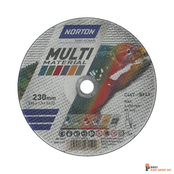 nortonschleifmittel/NORTON_schleifmittel_66252918925 Flat cutting off wheel Angle Grinder Norton MULTI PURPOSE MULTIPURPOSE 23x1.9x22_23mm_145876